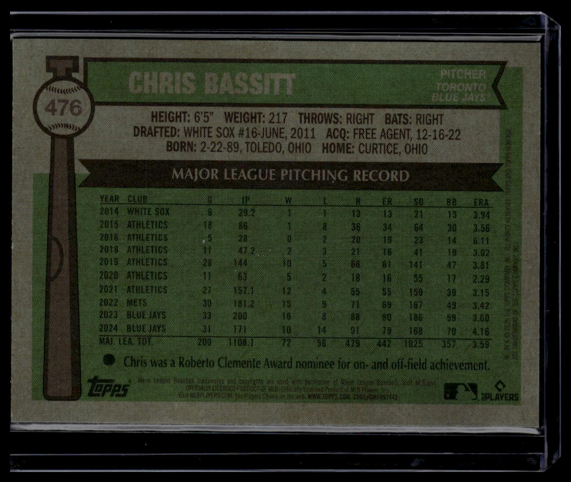 2025 Topps Heritage #476 Chris Bassitt Chrome Green Refractor #/99