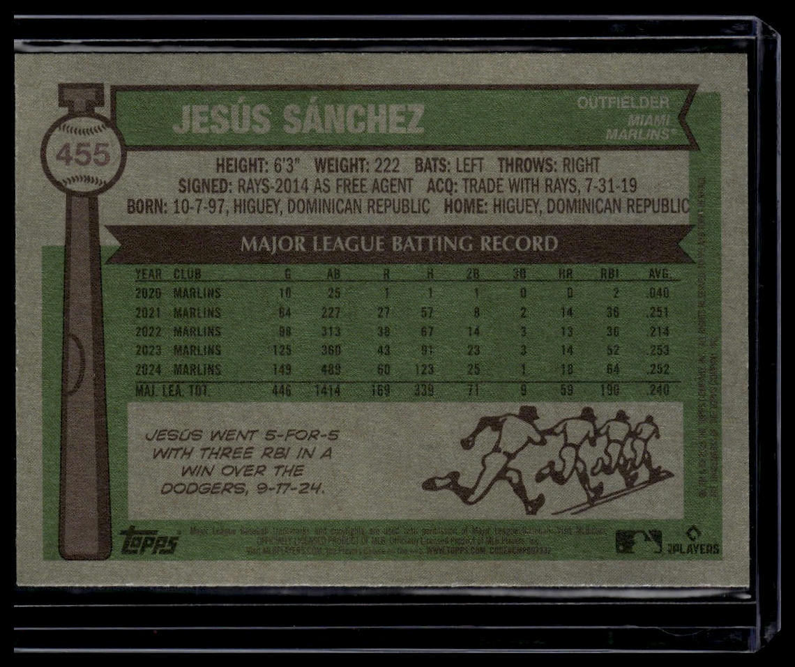 2025 Topps Heritage #455 Jesús Sánchez Dark Yellow