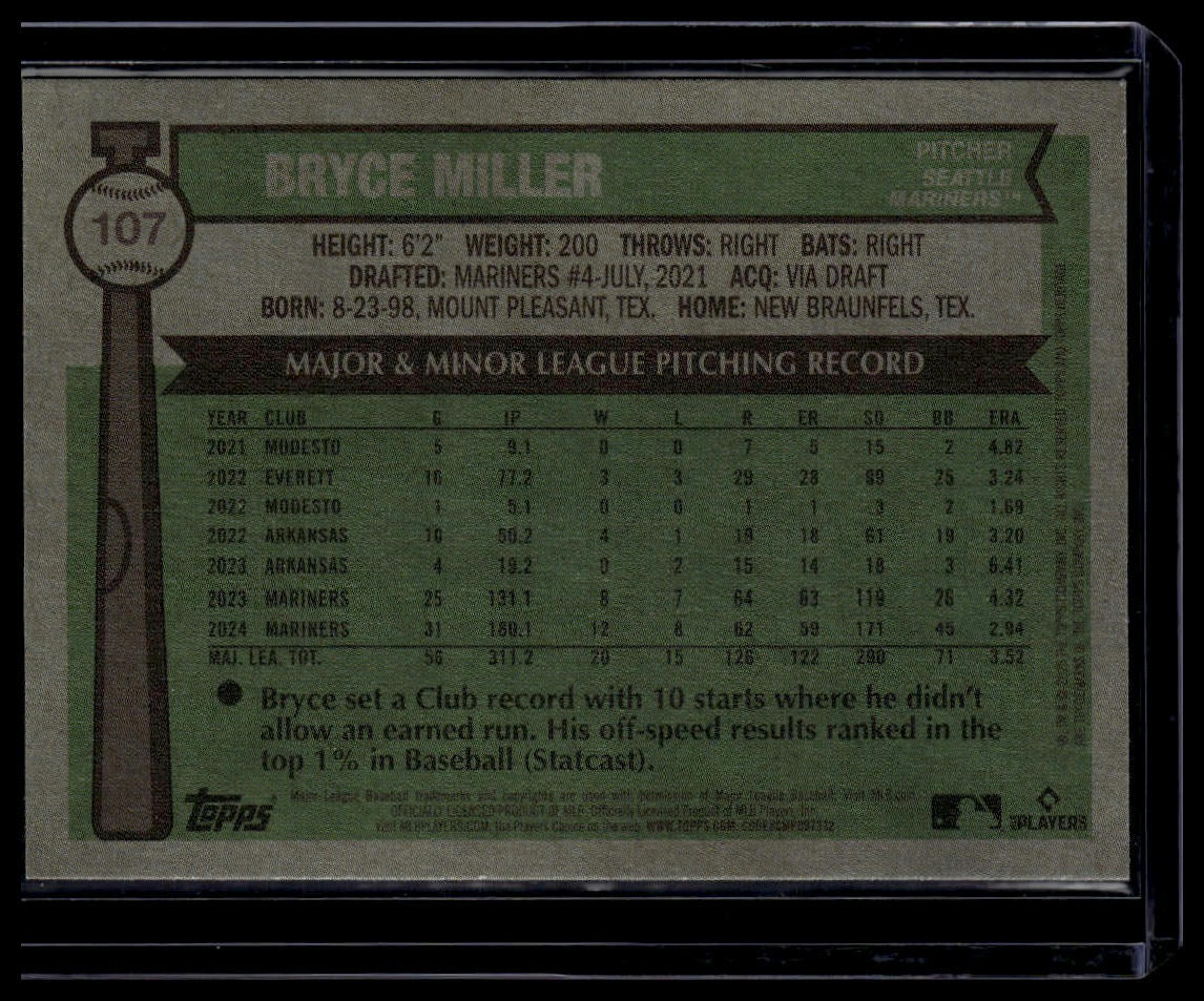 2025 Topps Heritage #107 Bryce Miller Dark Blue