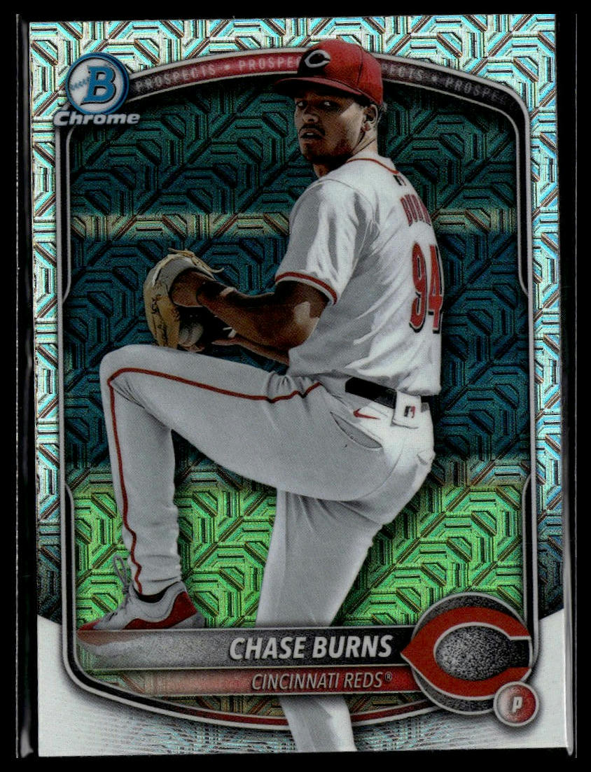 2025 Bowman #BCP-122 Chase Burns Chrome Prospects Mojo Refractor