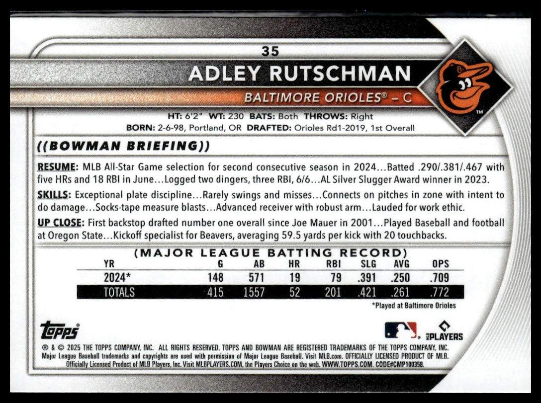 2025 Bowman #35 Adley Rutschman