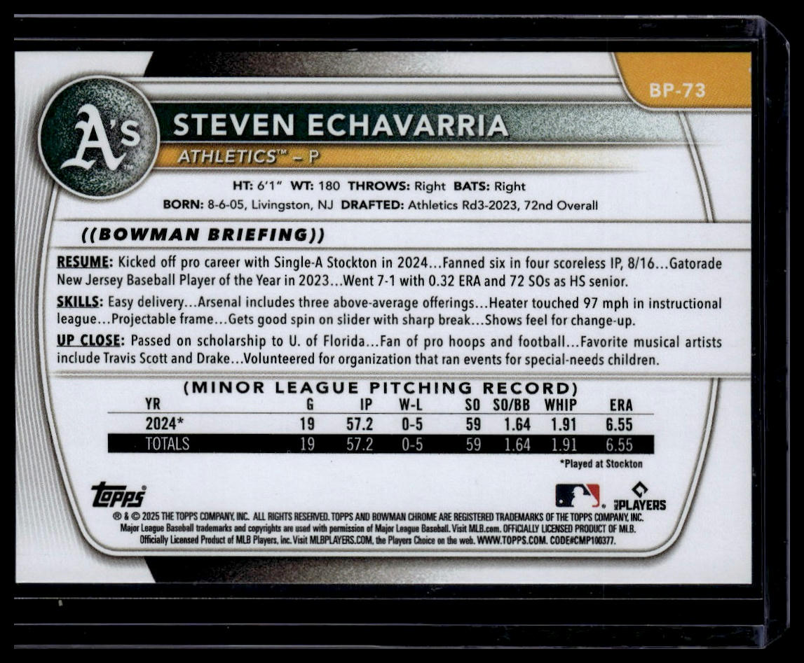 2025 Bowman #BP-73 Steven Echavarria Prospects