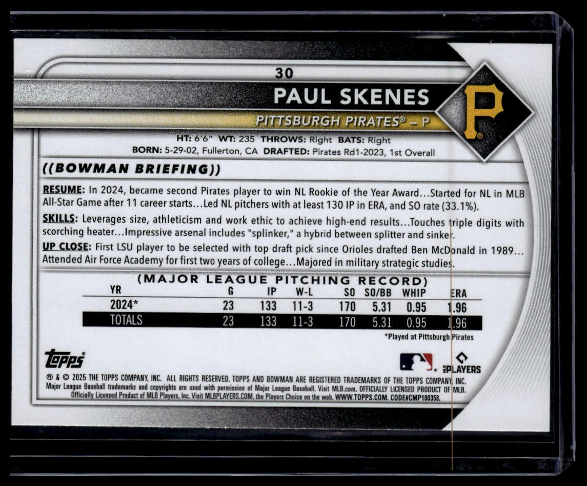 2025 Bowman #30 Paul Skenes