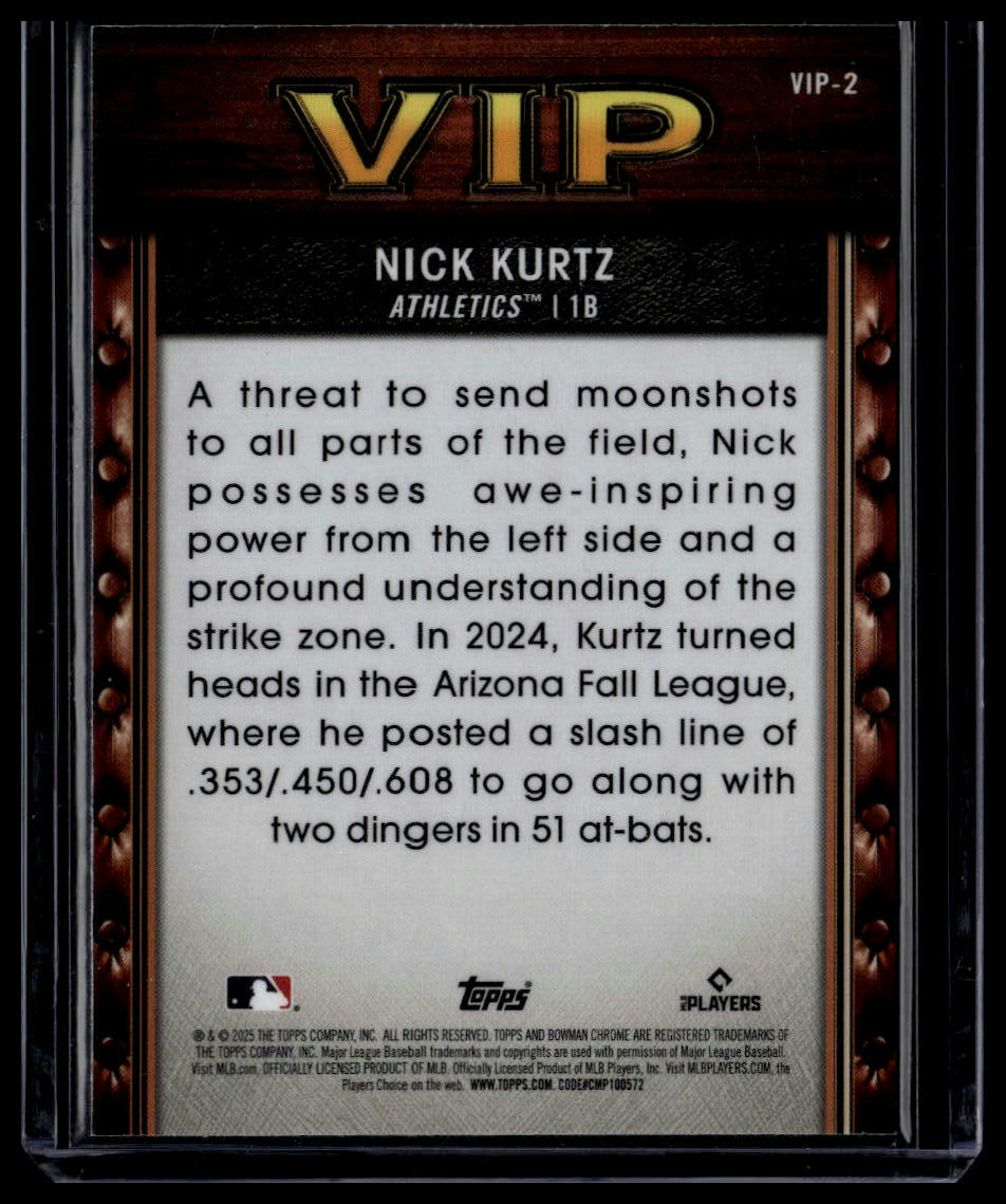 2025 Bowman #VIP-2 Nick Kurtz Very Important Prospects