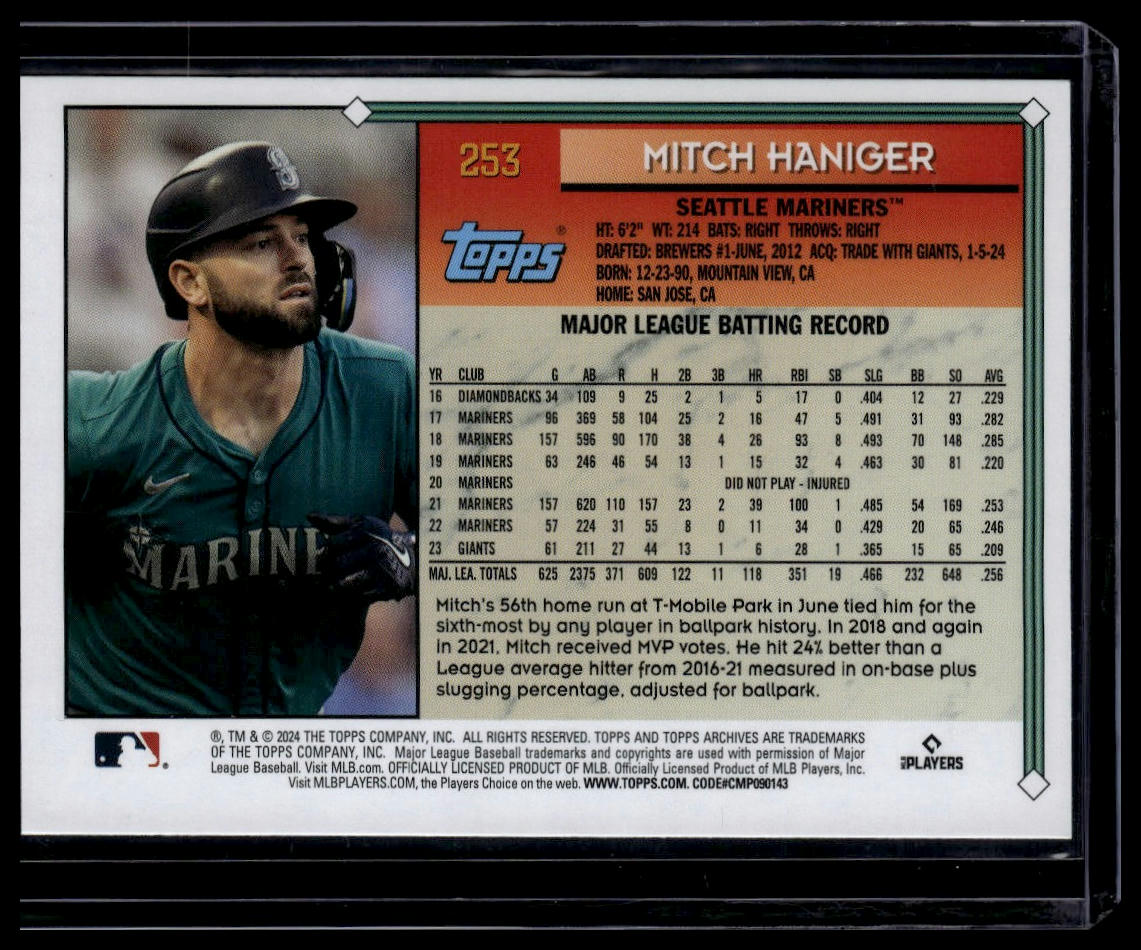2024 Topps Archives #253 Mitch Haniger Purple Foilboard