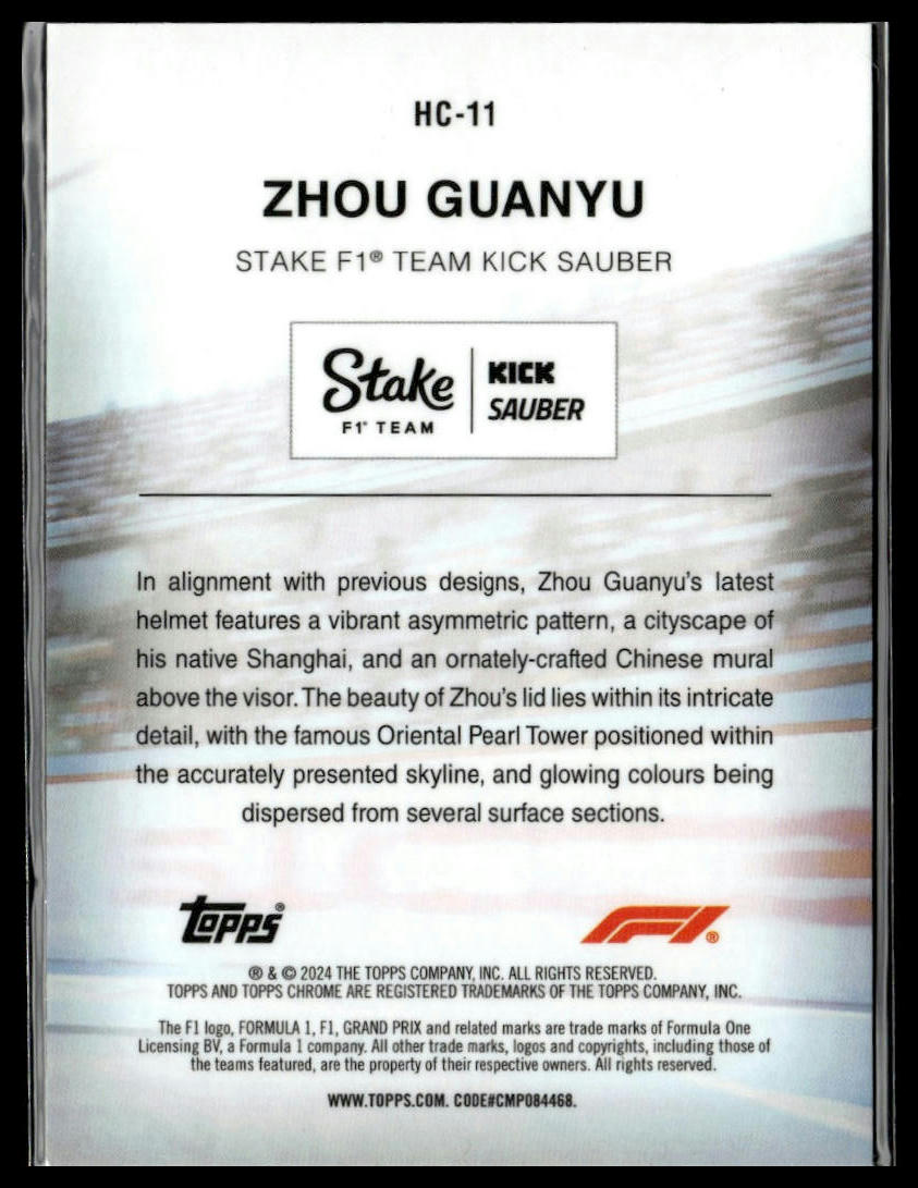 2024 Topps Chrome Formula 1 #HC-11 Zhou Guanyu Helmet Collection