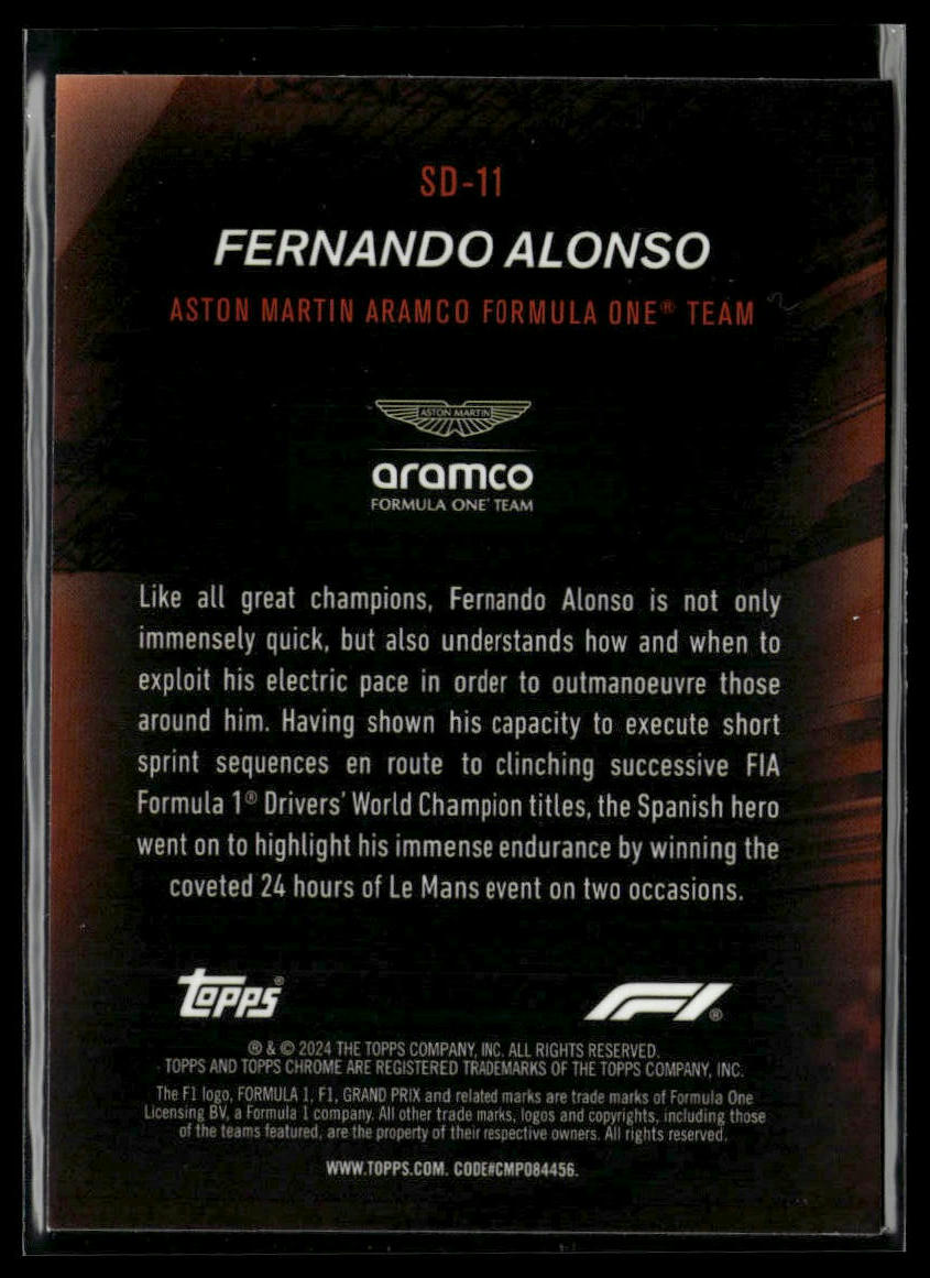 2024 Topps Chrome Formula 1 #SD-11 Fernando Alonso Speed Demons