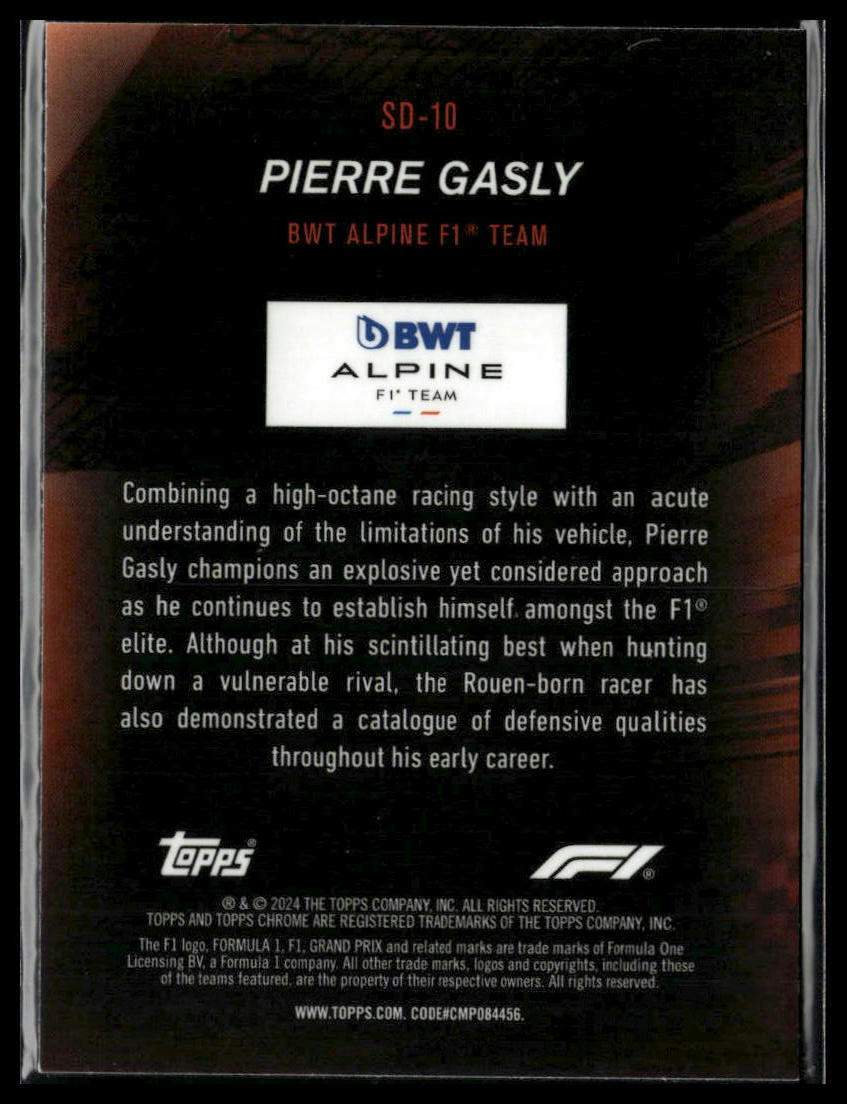 2024 Topps Chrome Formula 1 #SD-10 Pierre Gasly Speed Demons