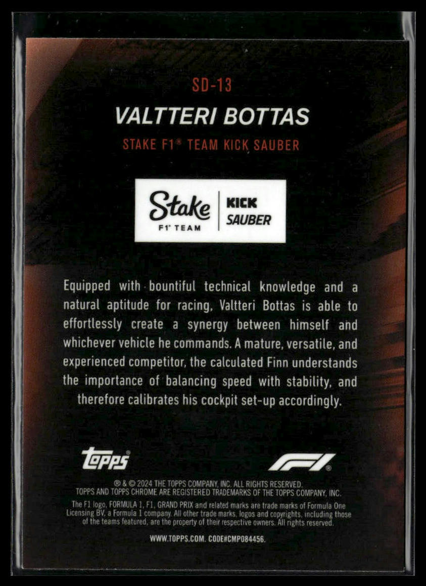 2024 Topps Chrome Formula 1 #SD-13 Valtteri Bottas Speed Demons