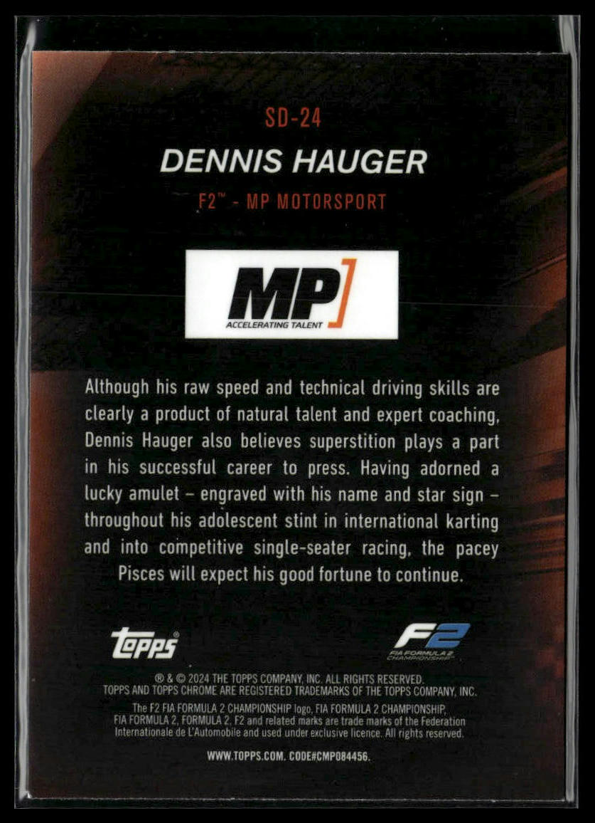 2024 Topps Chrome Formula 1 #SD-24 Dennis Hauger Speed Demons