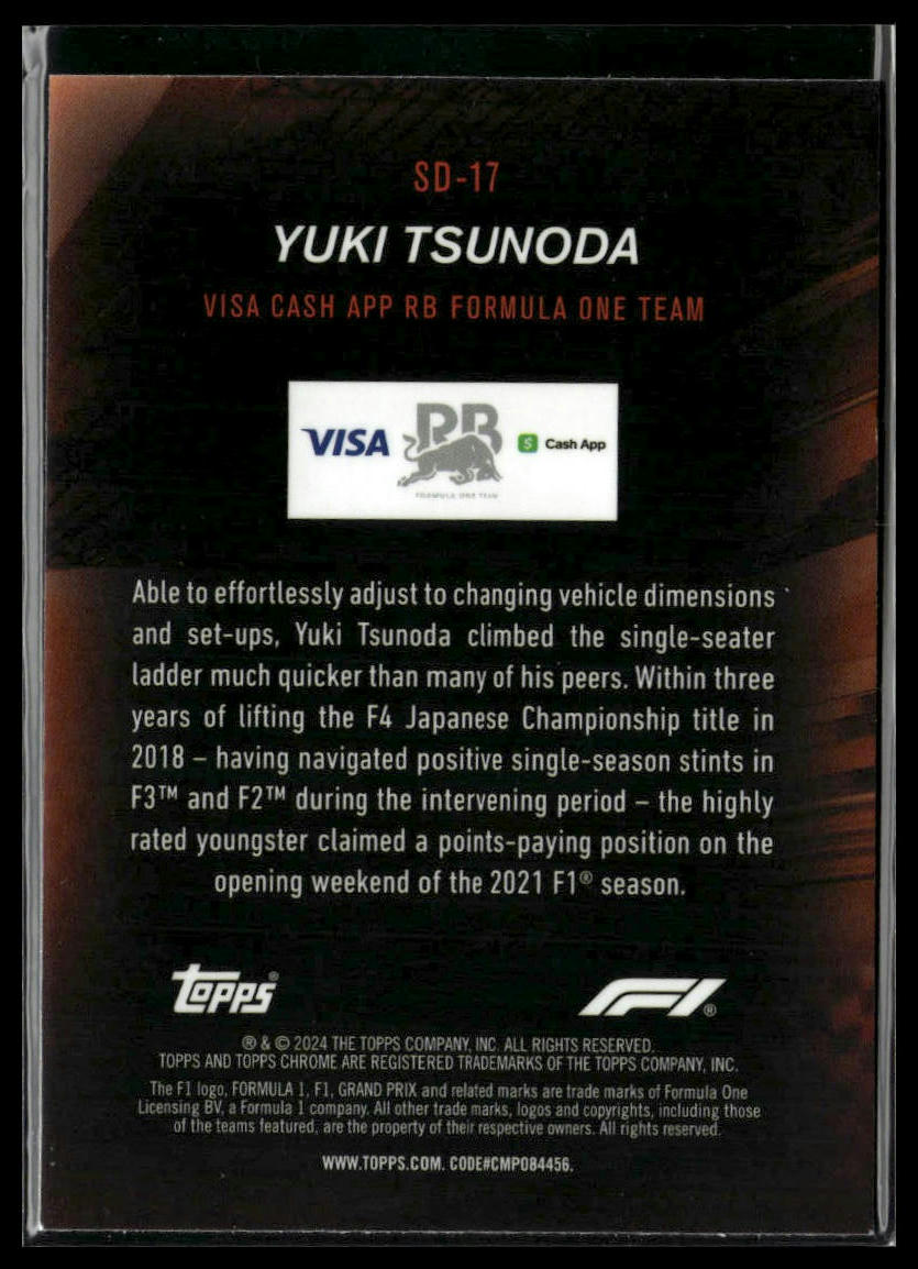 2024 Topps Chrome Formula 1 #SD-17 Yuki Tsunoda Speed Demons