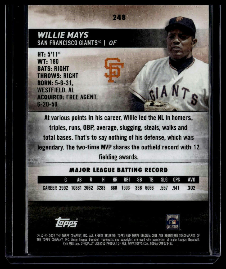 2024 Stadium Club #248 Willie Mays Sepia