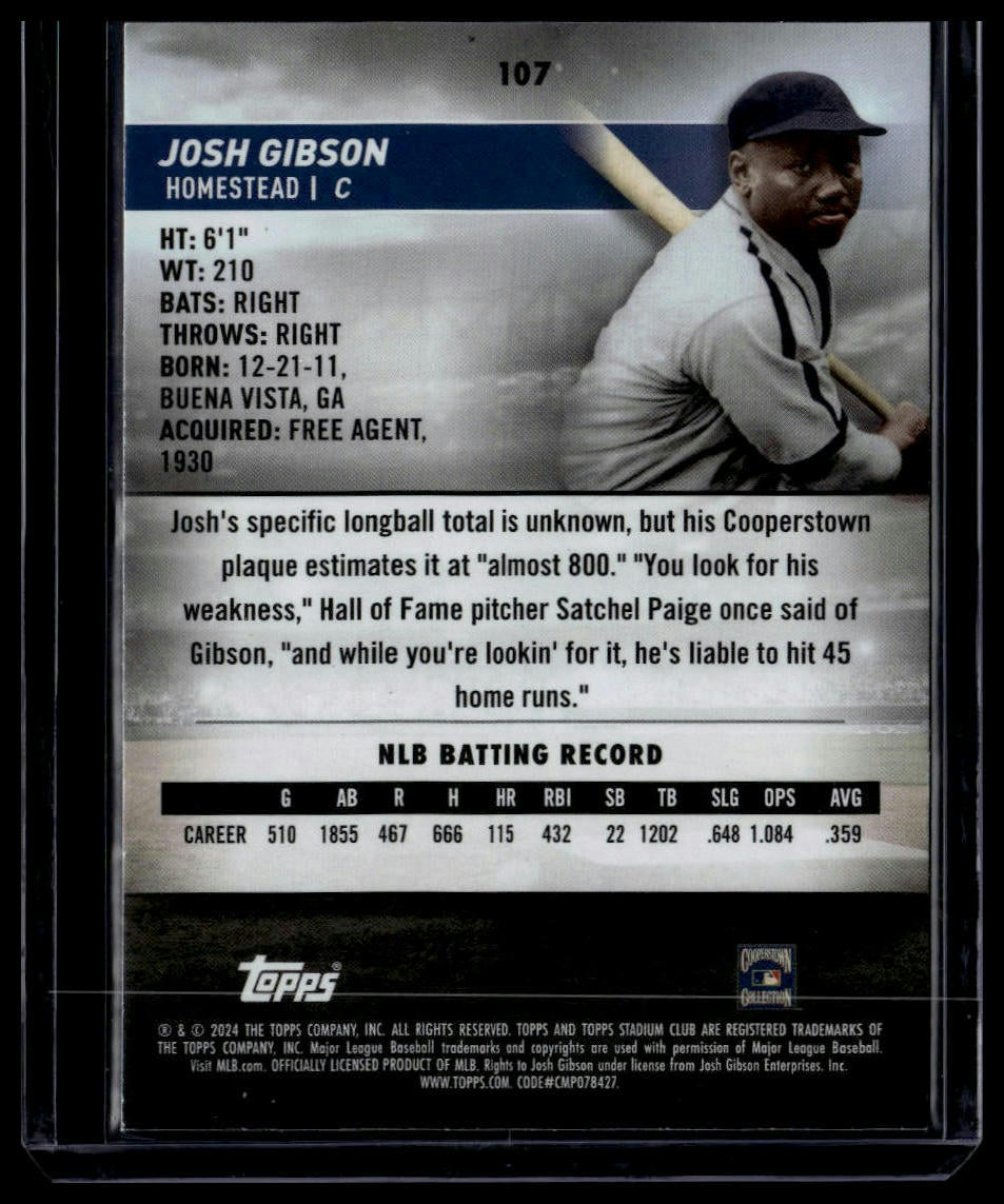 2024 Stadium Club #107 Josh Gibson Red Foil