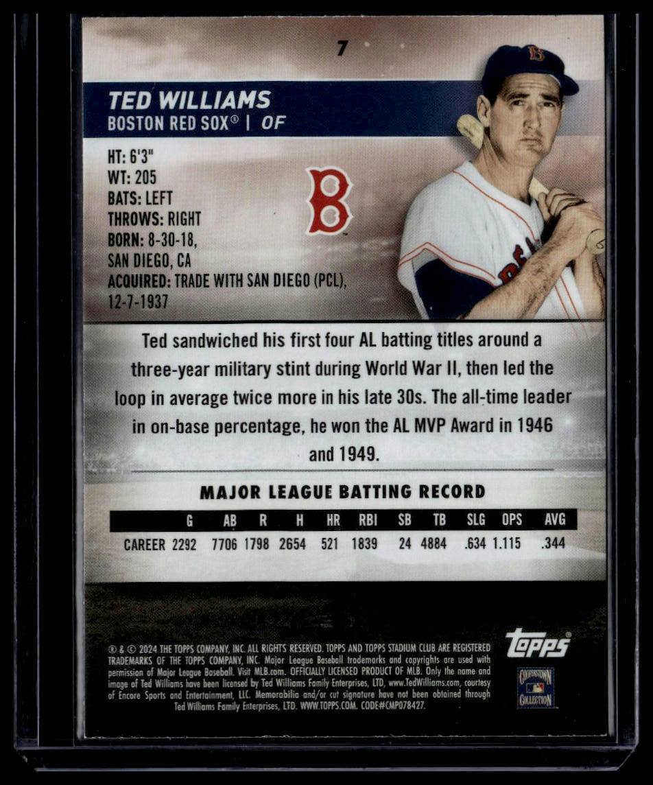 2024 Stadium Club #7 Ted Williams Red Foil
