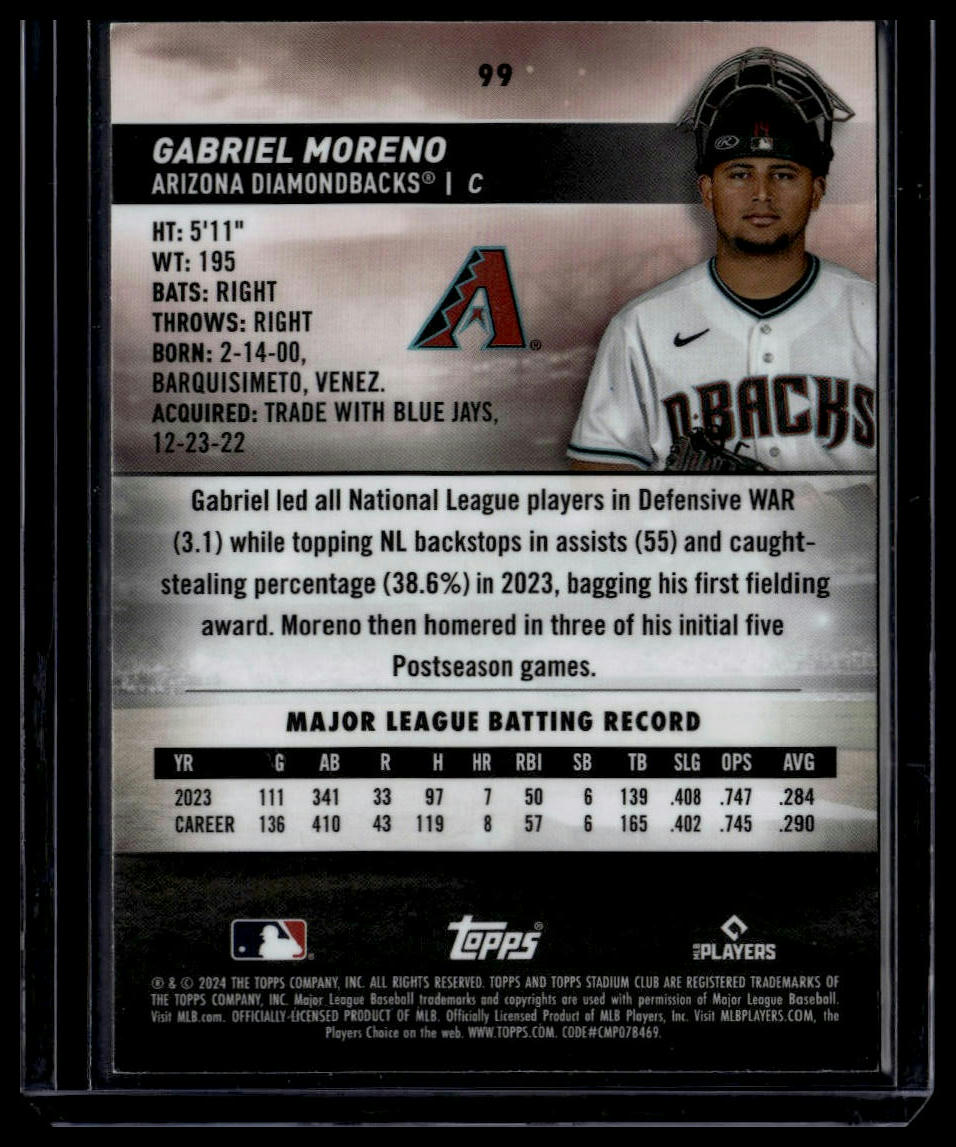 2024 Stadium Club #99 Gabriel Moreno Chrome
