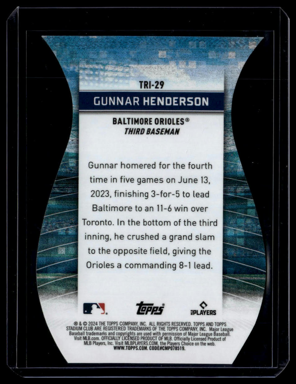 2024 Stadium Club #TRI-29 Gunnar Henderson Triumvirates