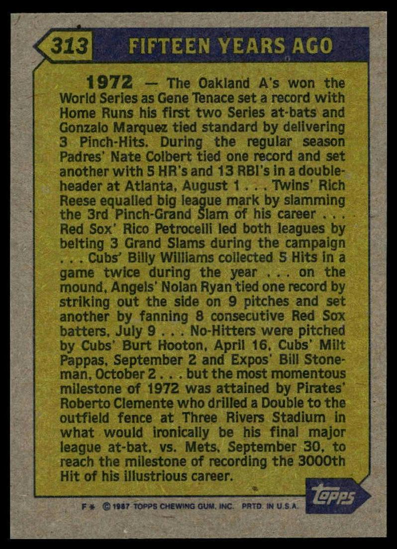 1987 Topps #313 Roberto Clemente