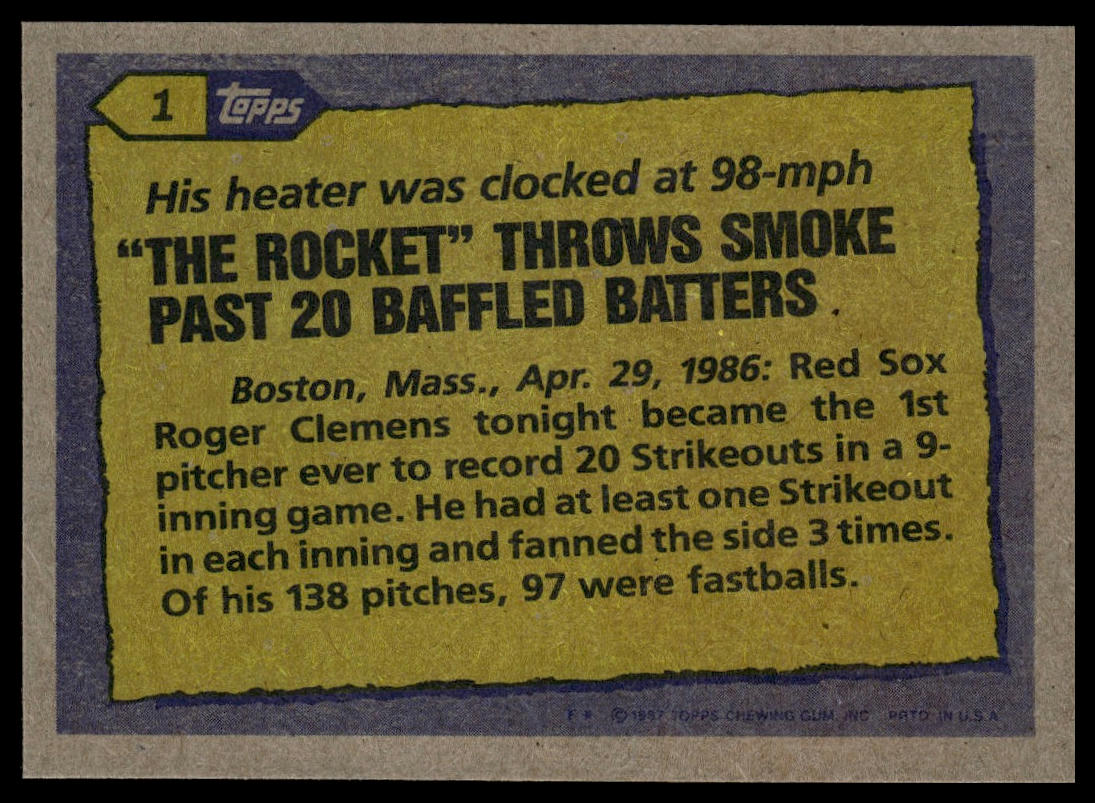 1987 Topps #1 Roger Clemens