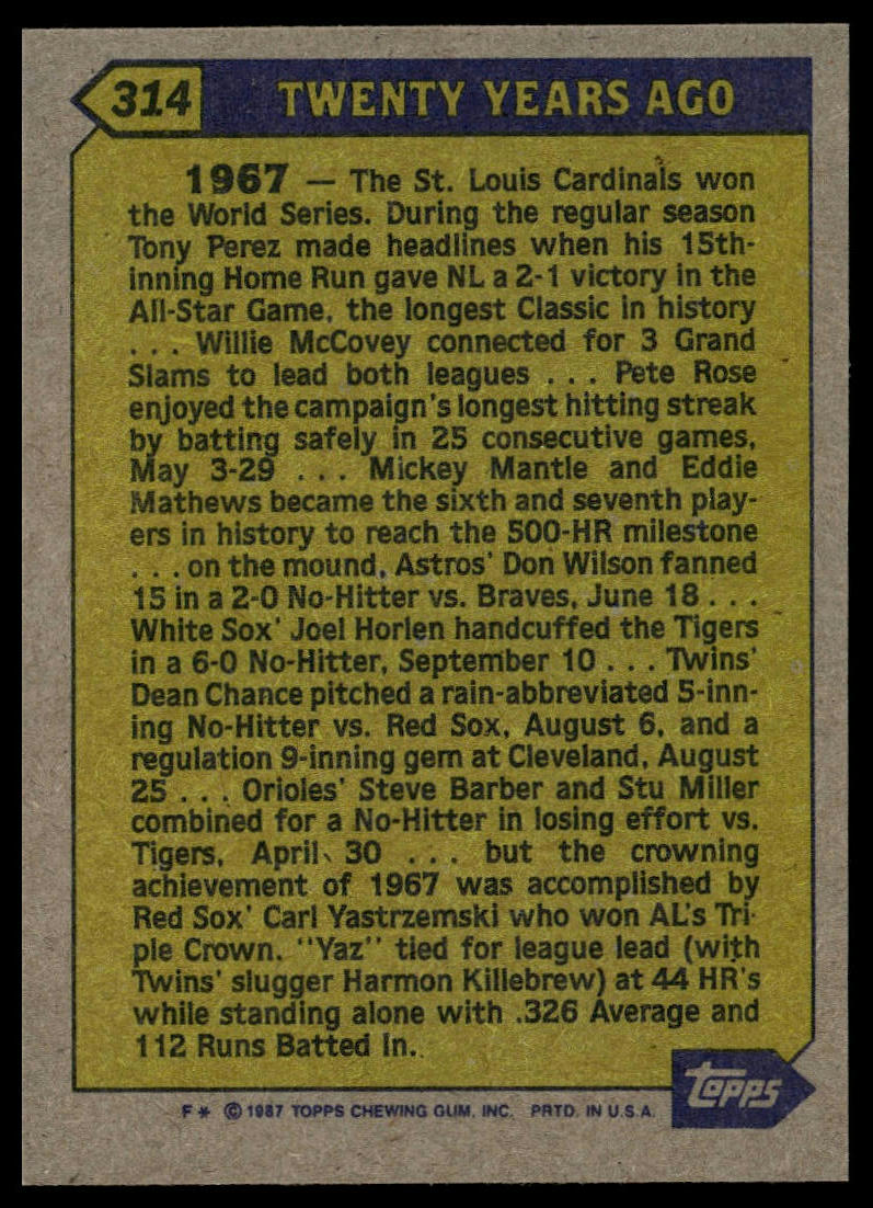 1987 Topps #314 Carl Yastrzemski