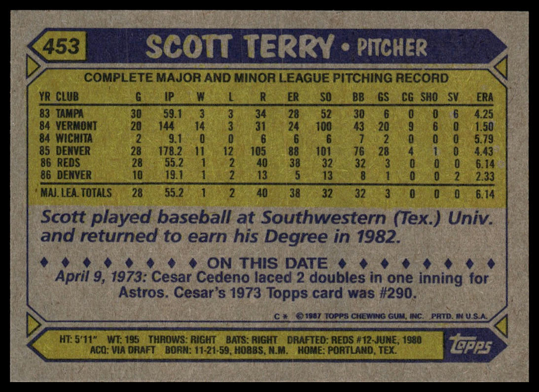 1987 Topps #453 Scott Terry