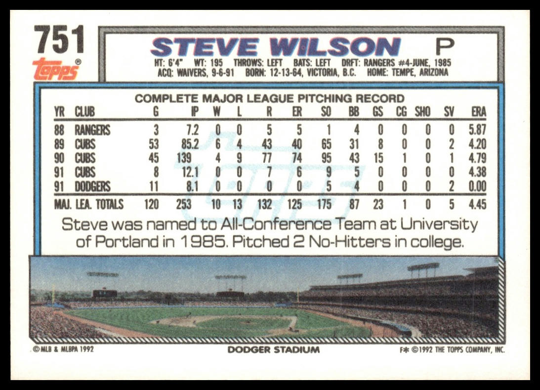 1992 Topps #751 Steve Wilson