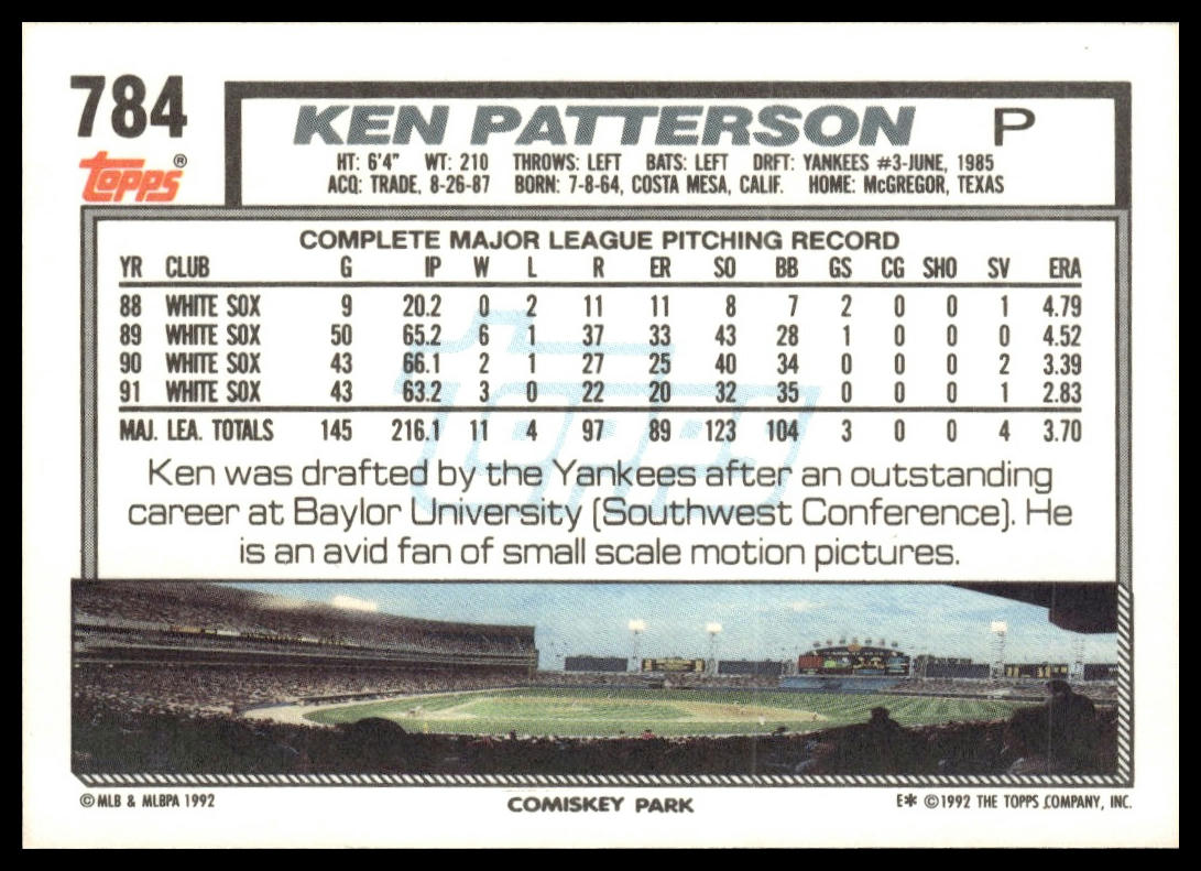 1992 Topps #784 Ken Patterson