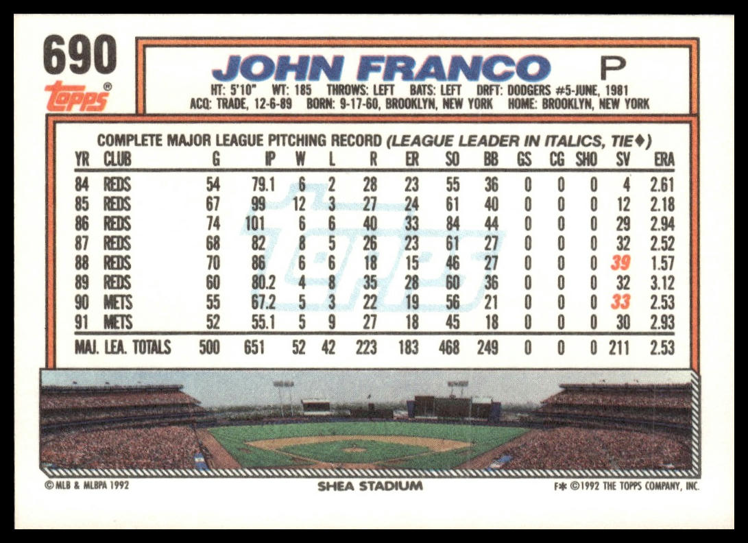 1992 Topps #690 John Franco