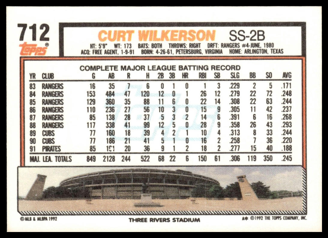 1992 Topps #712 Curt Wilkerson