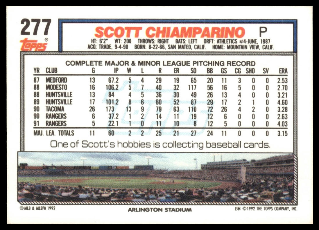 1992 Topps #277 Scott Chiamparino