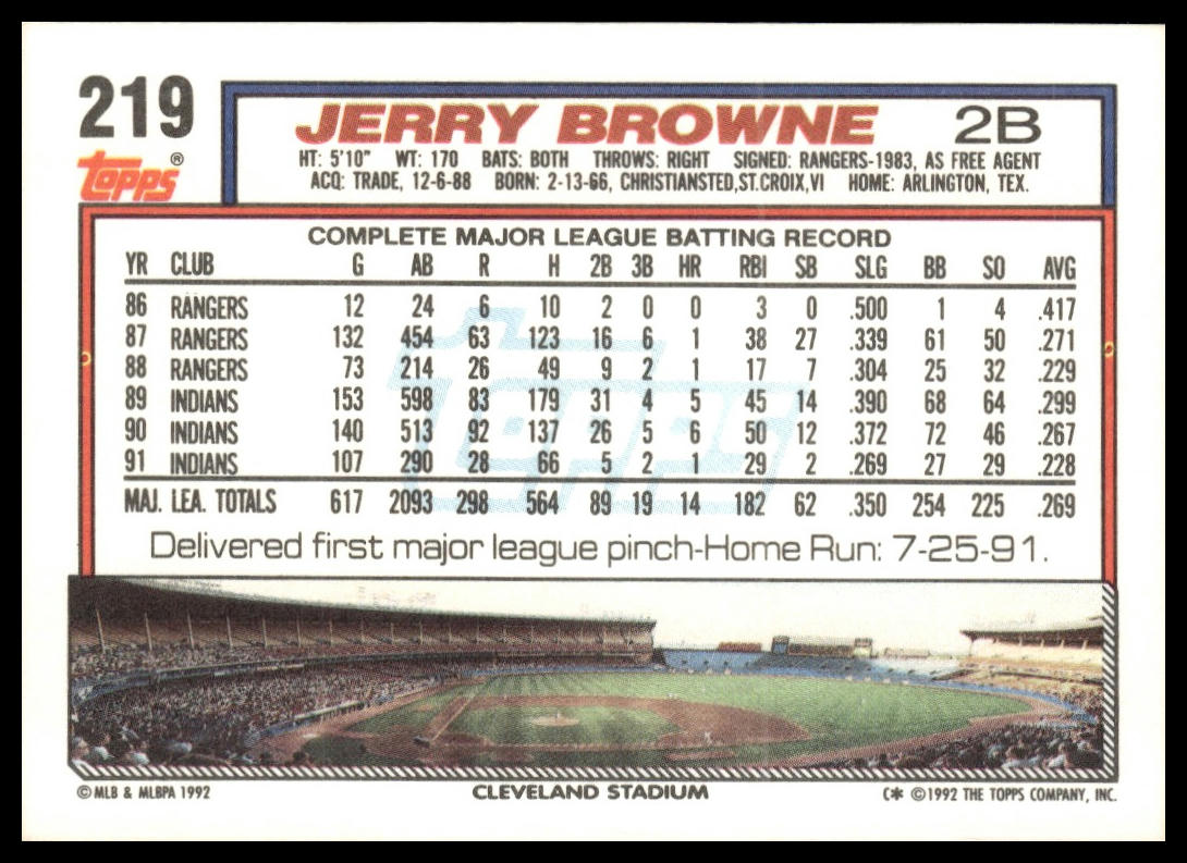 1992 Topps #219 Jerry Browne