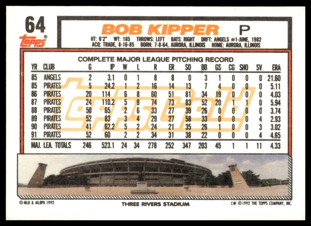 1992 Topps #64 Bob Kipper
