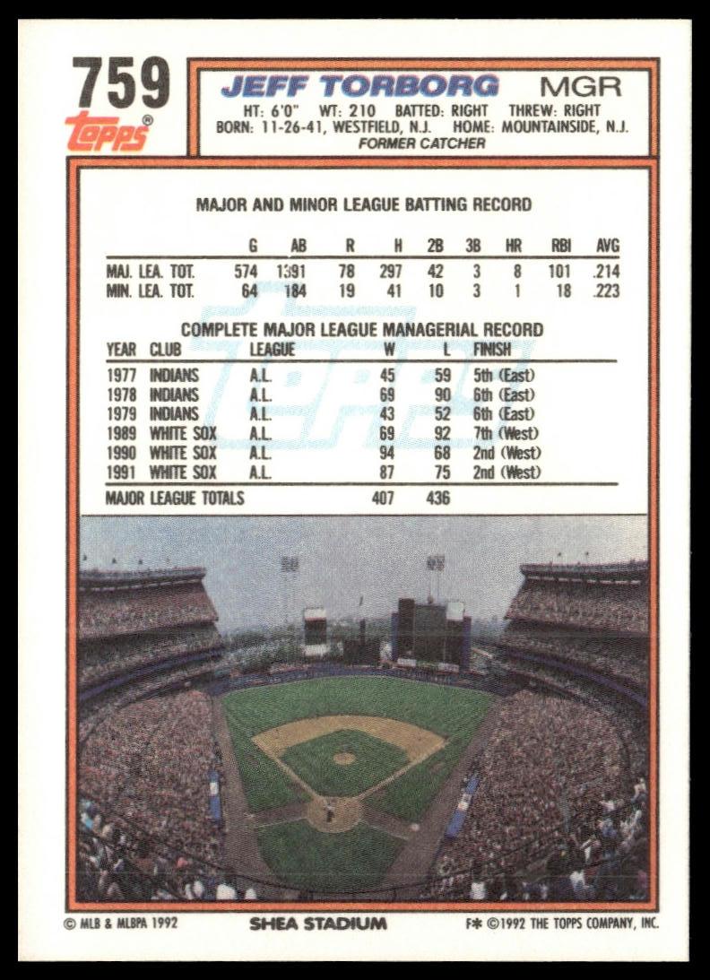 1992 Topps #759 Jeff Torborg
