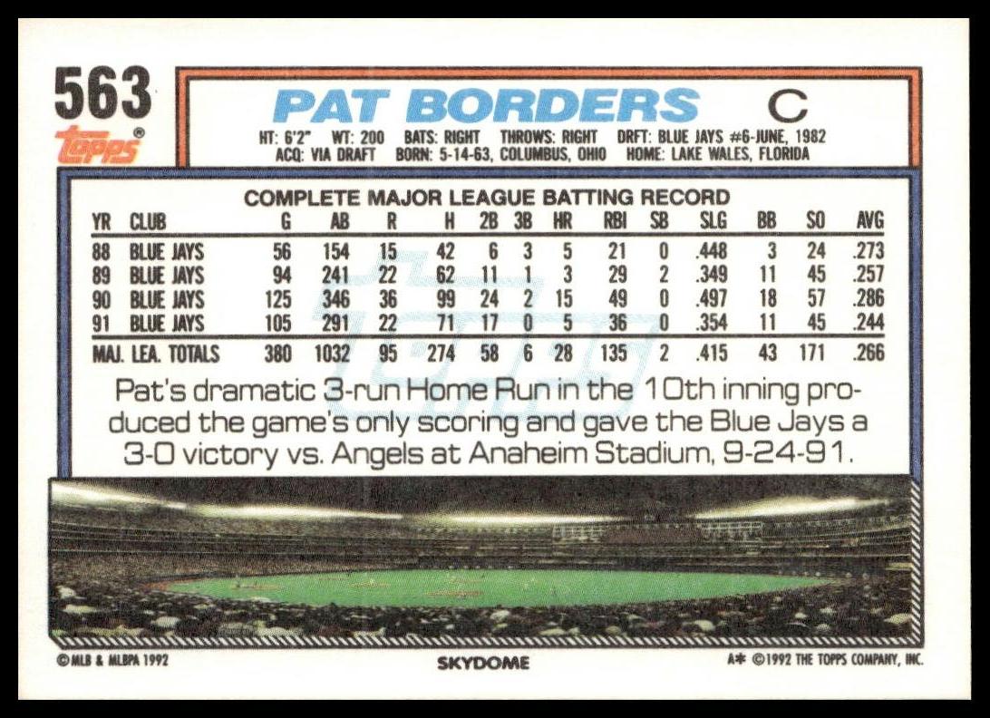 1992 Topps #563 Pat Borders