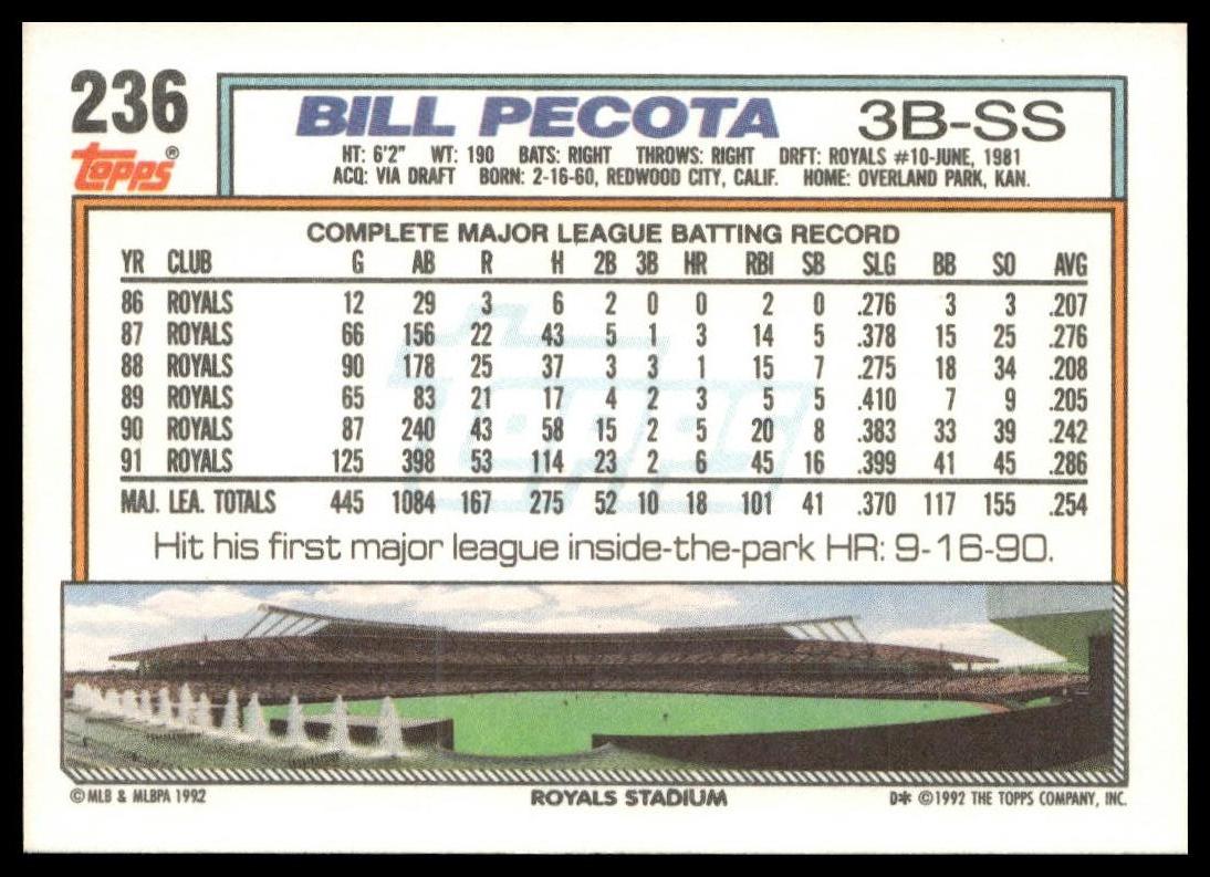 1992 Topps #236 Bill Pecota