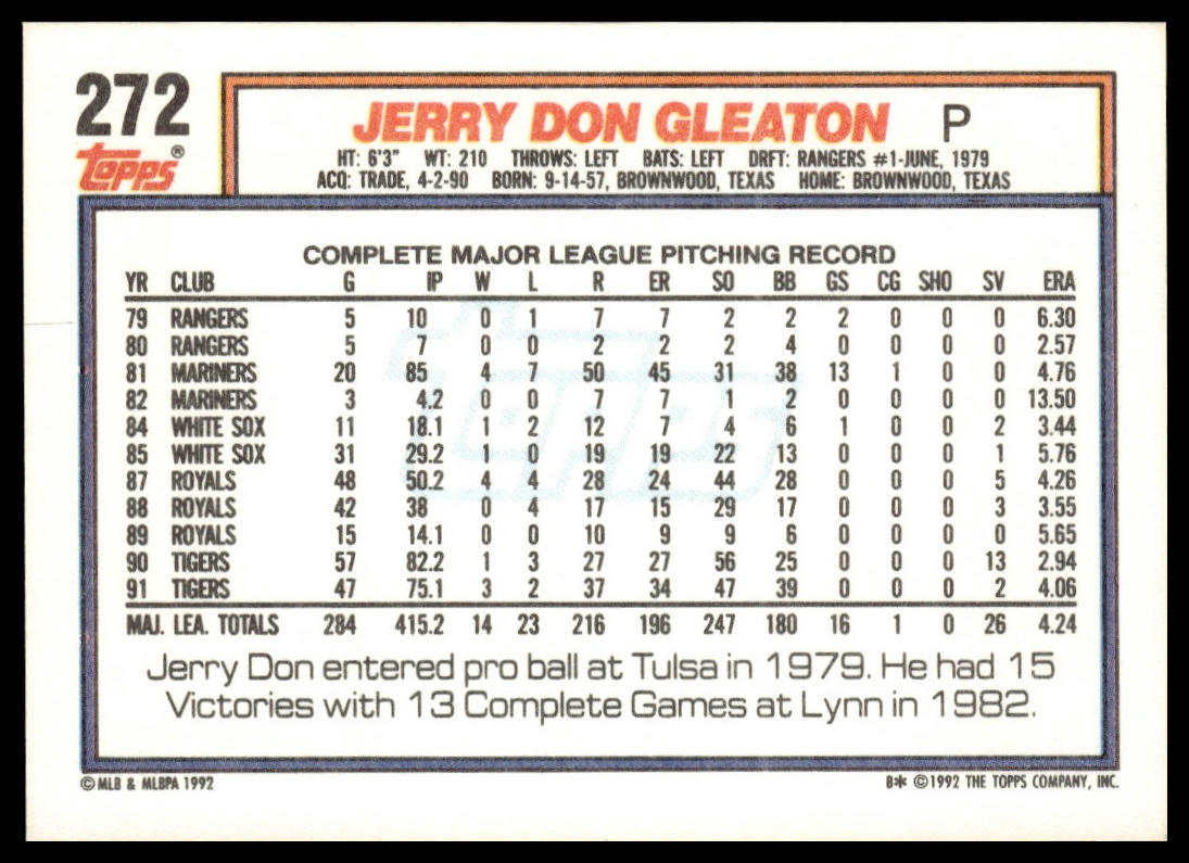 1992 Topps #272 Jerry Don Gleaton