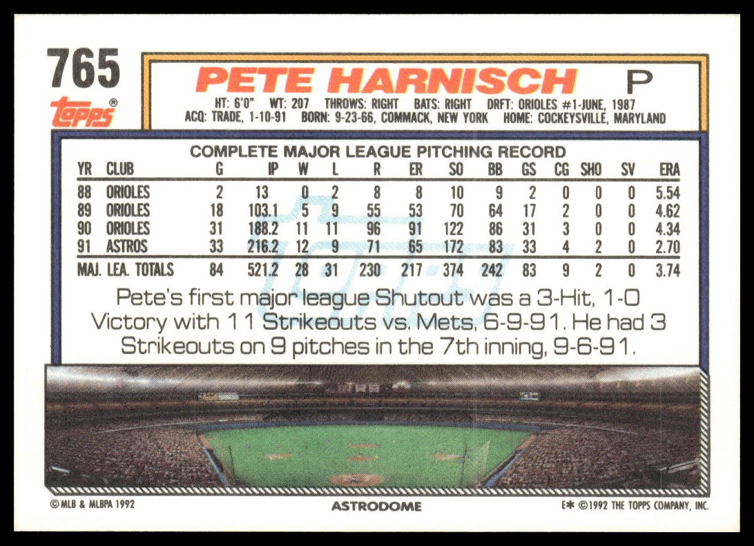 1992 Topps #765 Pete Harnisch