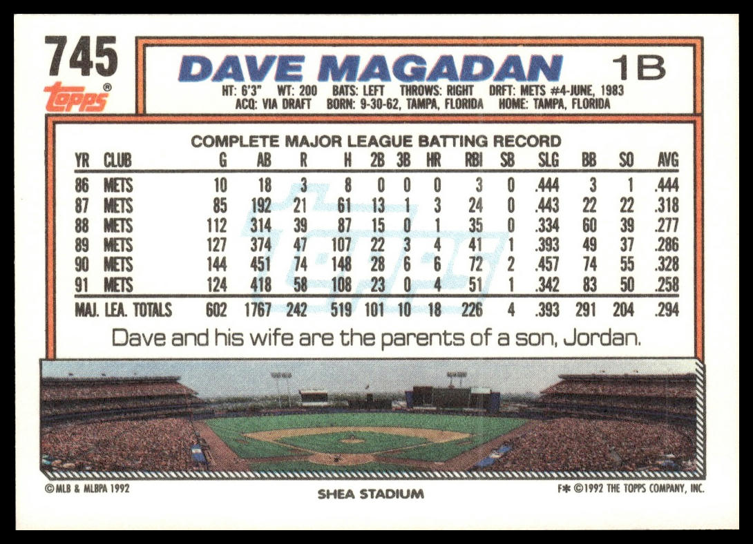 1992 Topps #745 Dave Magadan