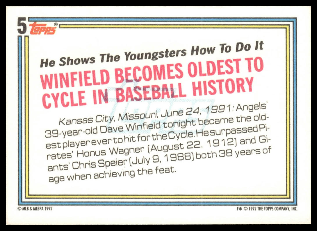 1992 Topps #5 Dave Winfield