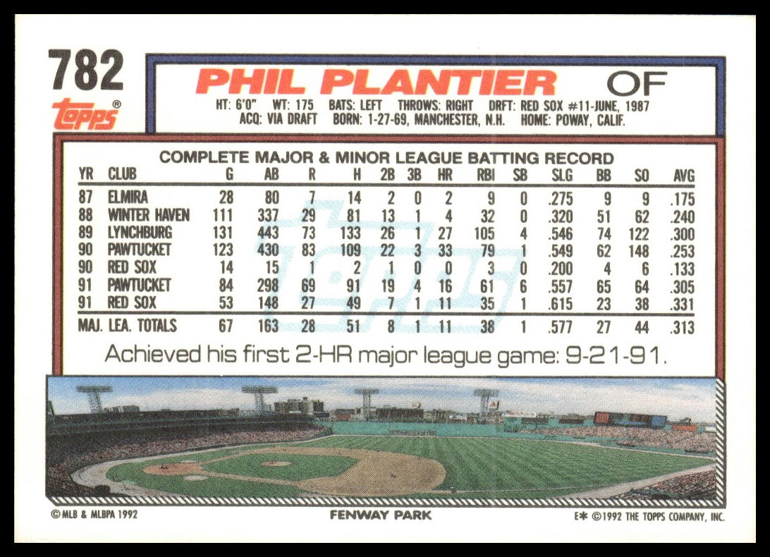 1992 Topps #782 Phil Plantier