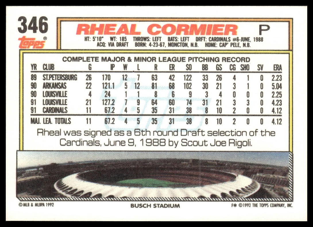 1992 Topps #346 Rheal Cormier