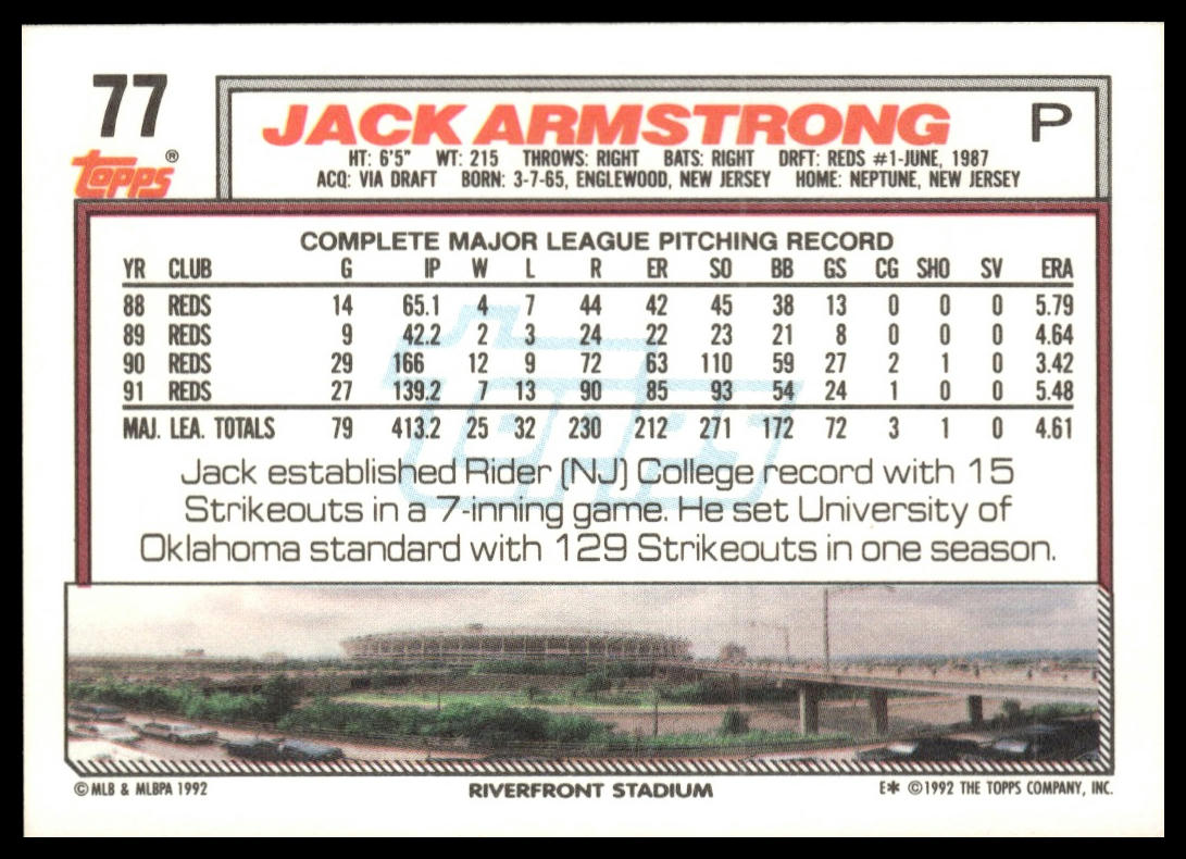 1992 Topps #77 Jack Armstrong