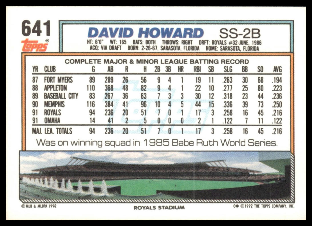 1992 Topps #641 David Howard