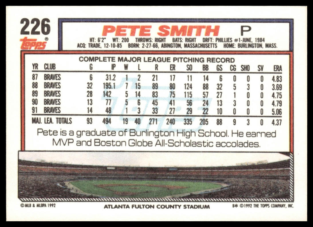 1992 Topps #226 Pete Smith