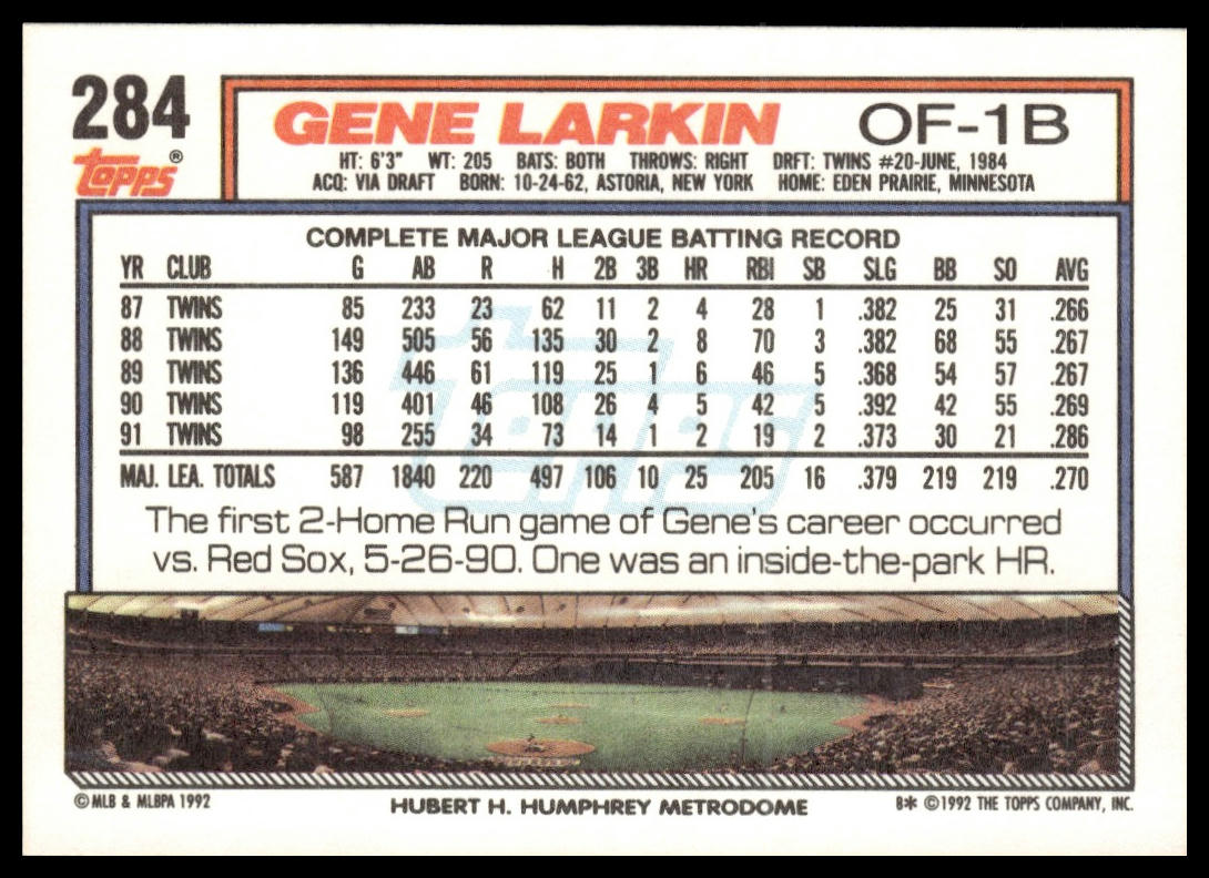 1992 Topps #284 Gene Larkin