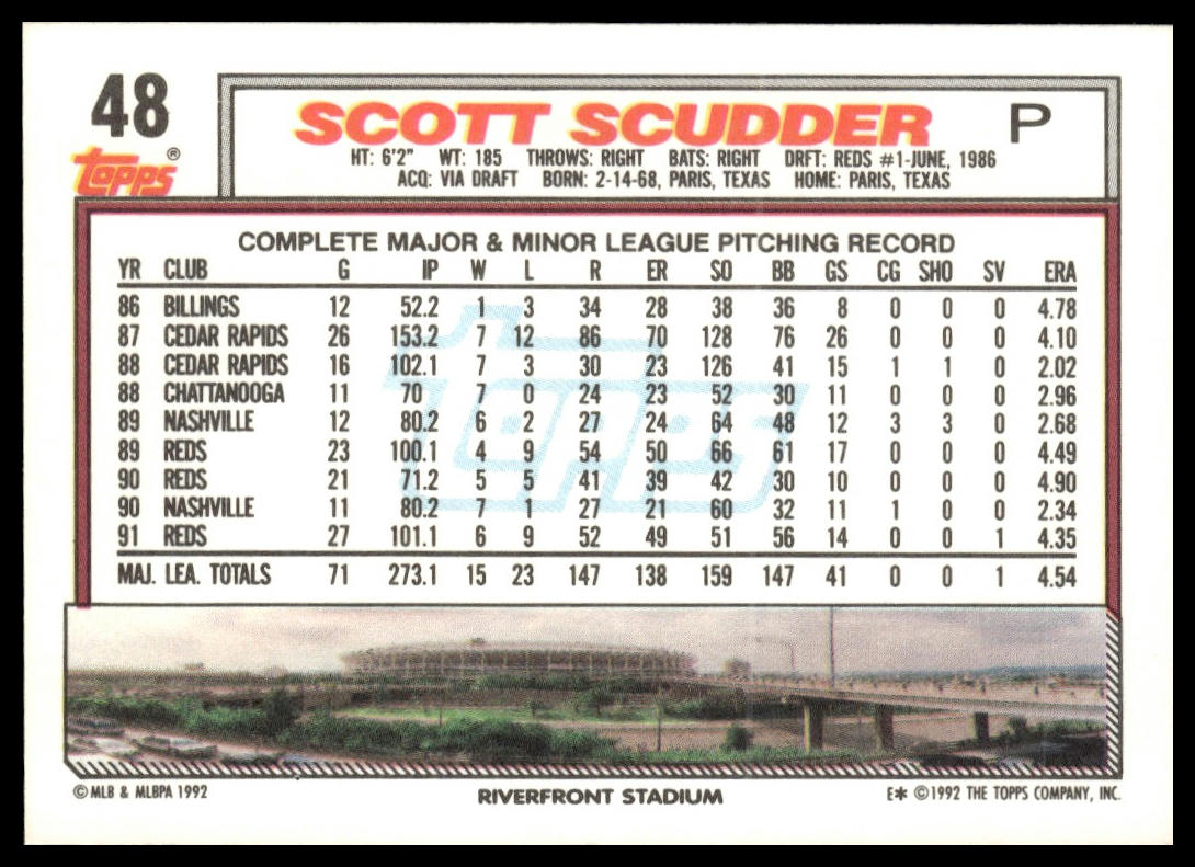 1992 Topps #48 Scott Scudder