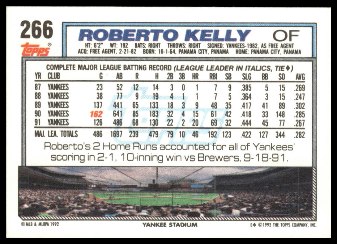 1992 Topps #266 Roberto Kelly