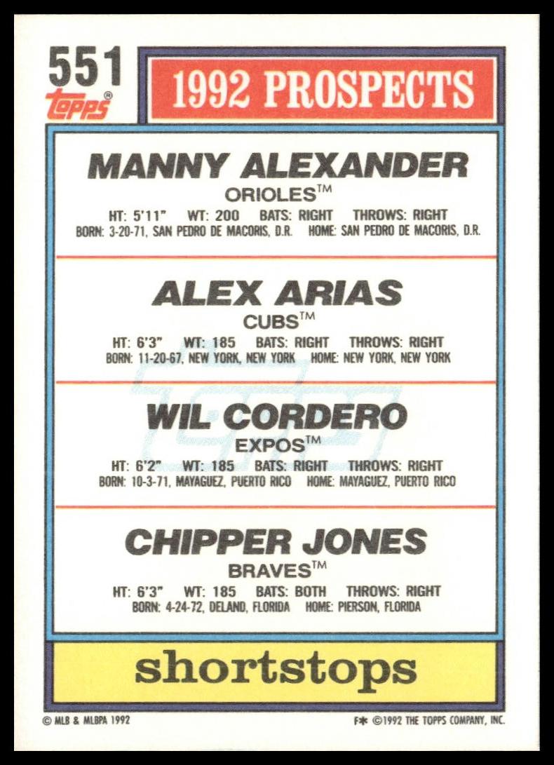 1992 Topps #551 1992 Top Prospects Shortstops, RC