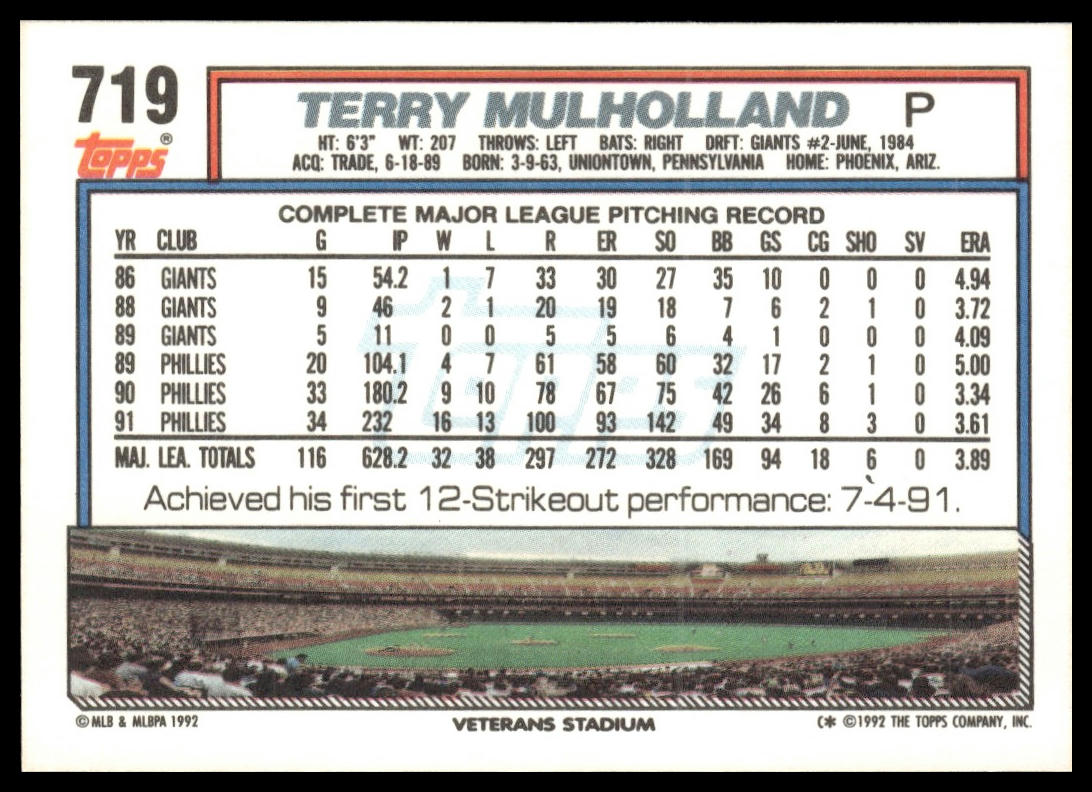 1992 Topps #719 Terry Mulholland