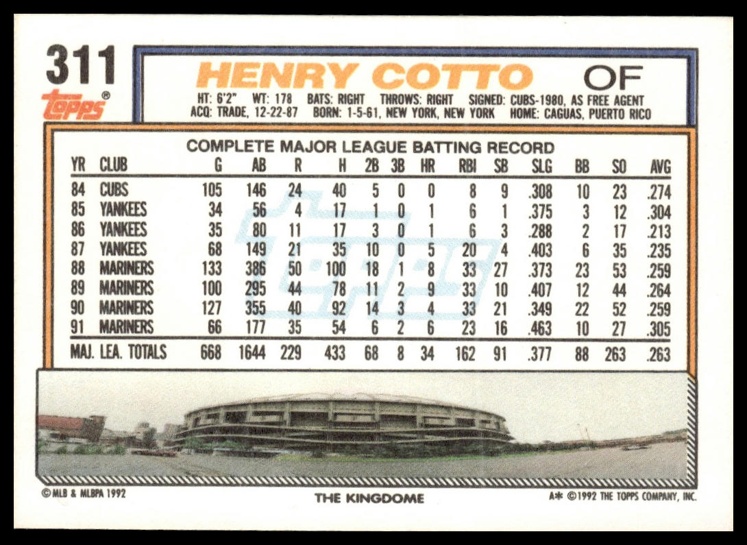 1992 Topps #311 Henry Cotto