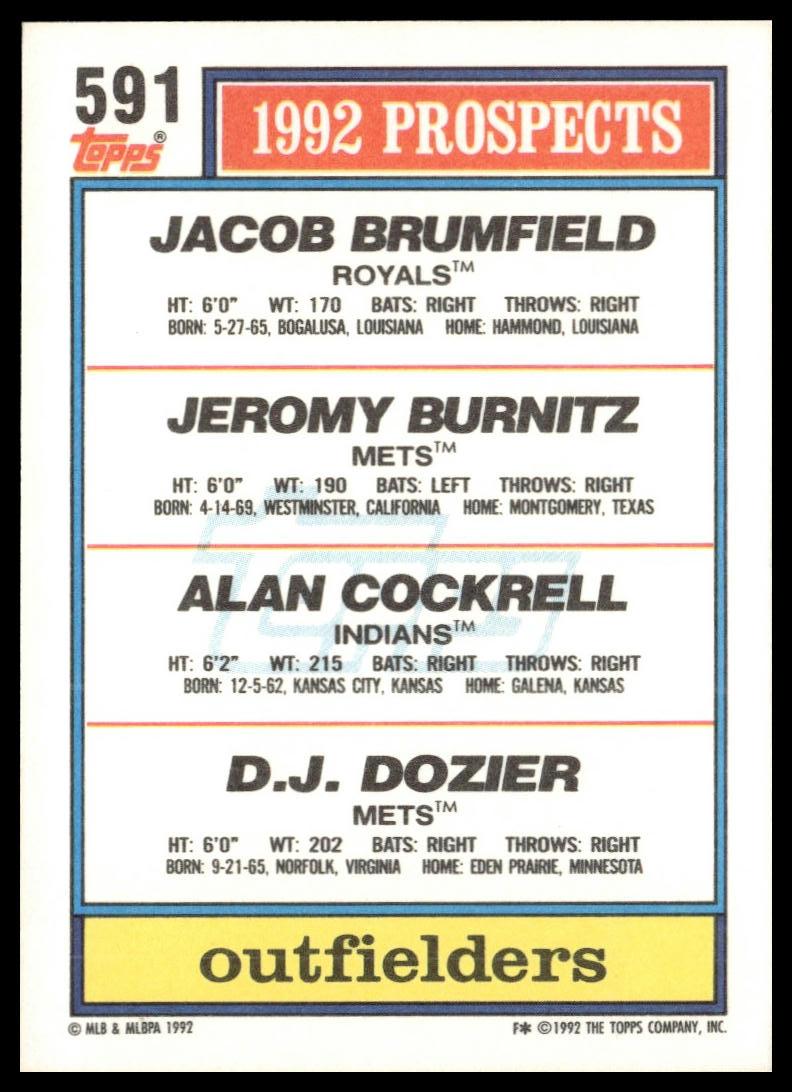 1992 Topps #591 1992 Top Prospects Outfielder, RC